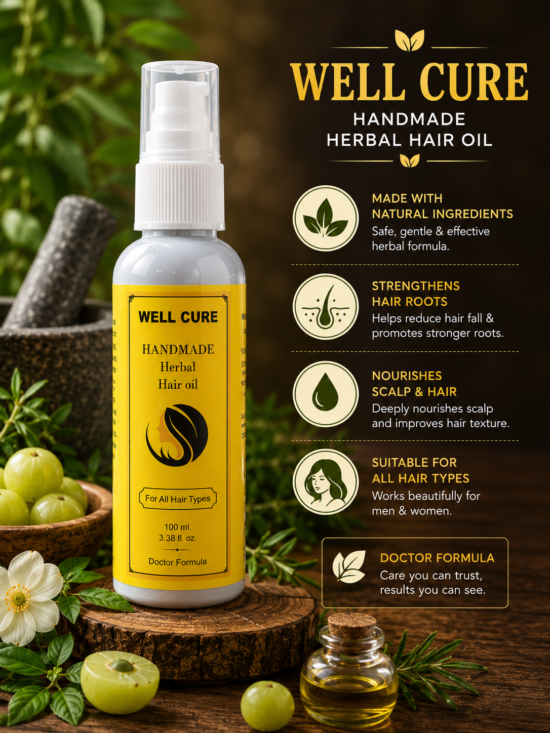 Well Cure Handmade Herbal Hair Oil